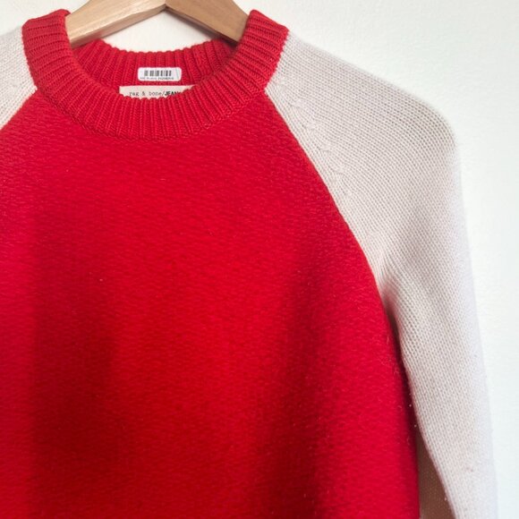 "Rag & bone" red & white sweater / 10% merino wool / Size XS - Picture 6 of 8